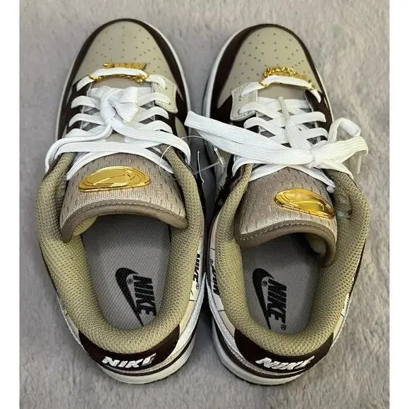Nike Low Dunk Light Orewood Brown Gold Bling (Women's 7) - Authentic & Brand New - Picture 7 of 13